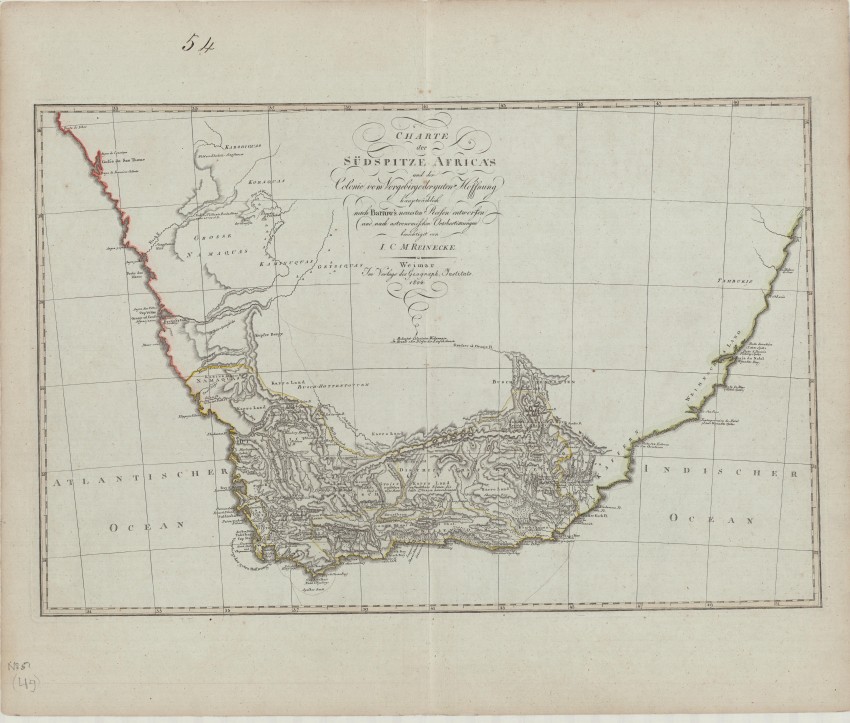 Johann M C Reinecke Charte der Sudspitze Africa und der Colonie vom Vorgebirgedernugen Hoffnung