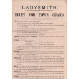 Anglo Boer War LADYSMITH TOWN GUARD - 2 POSTERS Ladysmith Rules for Town Guard signed by Lieut. Col.