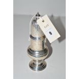 A silver sugar caster, London 1966, of baluster form, 7.3oz.