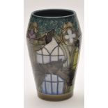 Sally Tuffin for Dennis China Works: A Gothic Halloween style vase with bat design, ovoid form,