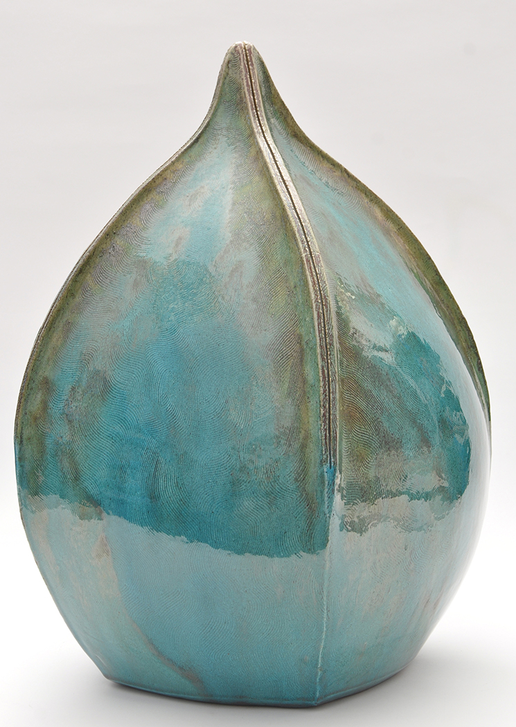 Dennis Kilgallon of Whitfield: a contemporary garden sculpture, blue, green and brown glaze,
