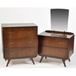 Remploy: a dark stained wood dressing table, 76 x 46.