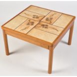 Trioh, Denmark: a tiled top teak coffee table, 65 x 65 x 42cms high.