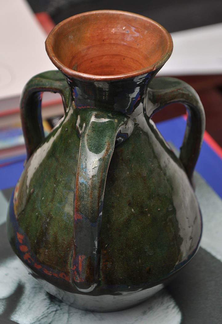 Burmantoft: two Art Nouveau style three-handled vases with green glaze, - Image 5 of 6