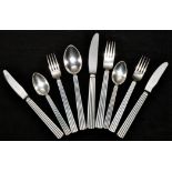 Georg Jensen, Denmark: Bernadotte pattern sterling silver cutlery, for six place settings,