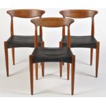 Mogens Kolds savvaerker, Denmark: three teak dining chairs,