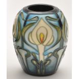 Moorcroft: a 'Calla Lily' pattern ovoid vase, probably by Emma Bossons, marked to base,