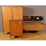 A teak chest of five drawers, 68 x 46 x 104cms high; together with a matching dressing chest,