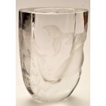 Afors: a glass studio vase by Ernest Gordon, etched shark decoration, signed 'E.