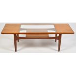 G-Plan: a teak Fresco range coffee table, with glazed central panel above an undertier,