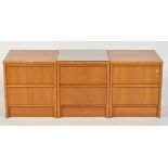 Three small teak veneered chests of drawers, each 46 x 46 x 53cms.