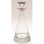 Broadway & Co: a millennium Krosno pyramid glass decanter with silver mounts, Birmingham.