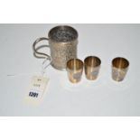 An Indo-Persian white metal christening cup,