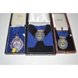 Three enamelled silver gilt chairman's medallions, for the Institution of Works Managers,