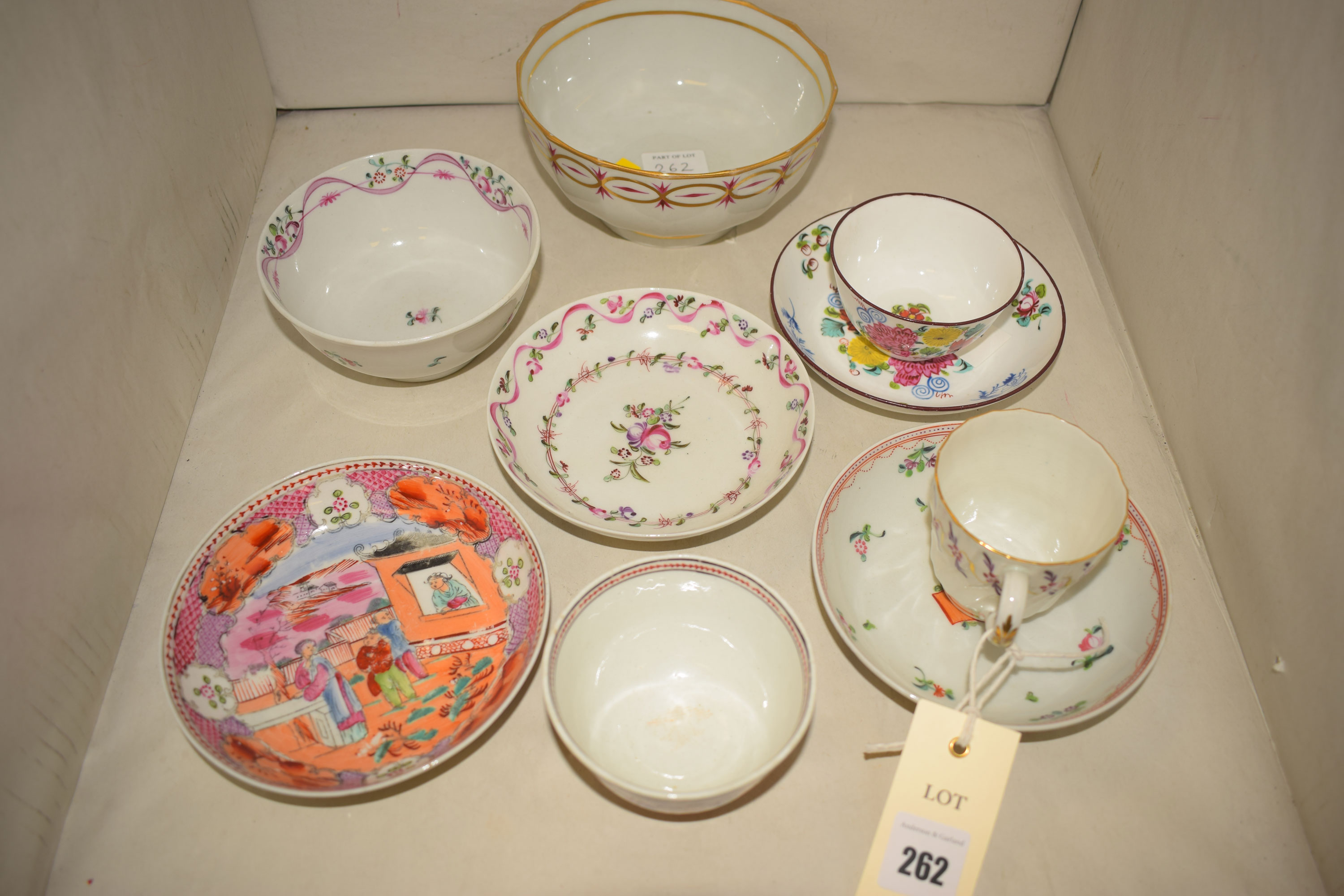 A collection of late 18th/early 19th Century specimen tea bowls and saucers,