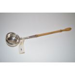 A George III silver toddy ladle, the plain bowl with worn hallmarks c.