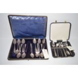 A set of six mid 19th Century teaspoons with feather engraved edges;