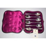 A set of six silver teaspoons, by Roberts & Belk, in fitted case.