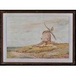 Claude Hayes - Sheep by a windmill, signed, watercolour, 66 x 98cms; 26 x 38 3/4in.