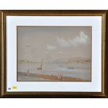 **** Conway - boats in an estuary, signed and dated '36, pen,