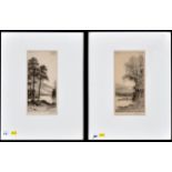 John Fullwood - loch-side views, signed in pencil, etchings, 23.5 x 11cms; 9 1/4 x 4 1/4in.