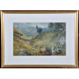 P*** C*** - sheep grazing on an upland pasture, indistinctly signed and dated 1873,