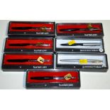 Five Sheaffer fountain pens in plastic cases,