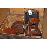 A Gandolfi mahogany quarter plate camera,