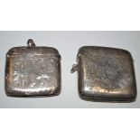 Two silver vesta cases, one by W.G.B., Birmingham 1904, the other A. & F.T.
