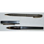A sterling silver cased Sheaffer fountain pen, fitted 14ct.