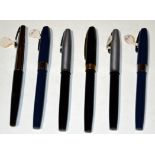 Six plastic cased Sheaffer fountain pens, fitted steel nibs.