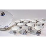 A collection of tea china bearing Newcastle United insignia.