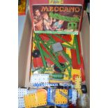 A Meccano No. 5 boxed set, with instructions; and other Meccano items.