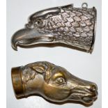 Two early 20th Century vesta cases, both plated brass, one in the form of a horses head,