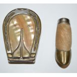 Two early 20th Century plated metal hoof pattern vesta cases, one with mother-of-pearl inlay,