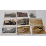 Tram and railway interest: black and white post cards of trams; a North East Railway Co.
