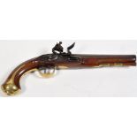 A late 18th Century flintlock pistol, by Durs Egg, the 28 bore steel barrel fitted ramrod under,