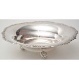 A 1930's 830 standard silver bowl, probably Norwegian, shaped circular with decorative border, 24in.