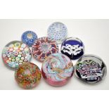 Eight glass paperweights, including: Whitefriars Queen Elizabeth II Silver Jubilee paperweight,