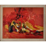 Peter Welton (Contemporary) Still-life "Red", signed; signed verso, oil on board,