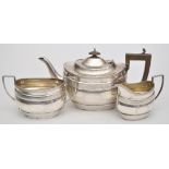 A George V three-piece tea service, by Ellis Jacob Greenberg, Birmingham 1918,