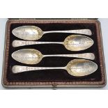 Four George III silver gilt serving spoons, by Alice and George Burrows II, London 1804,