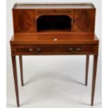 An Edwardian inlaid mahogany bureau, decorated with satinwood, crossbanding,