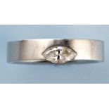 A diamond ring, the marquise cut diamond edge set on platinum mount, ring size M, 12grms gross.