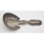 A George III silver caddy spoon, by John Bettridge, Birmingham 1817, stylized fiddle pattern,