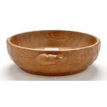 Robert "Mouseman" Thompson: a carved oak bowl, with adzed decoration and carved mouse motif, 6in.