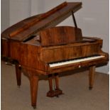 A walnut cased baby grand piano by Challen, London, raised on square tapering legs, 52 x 56 x 37in.