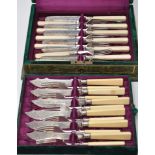 Six Victorian fish knives and matching forks, by Elkington & Co.