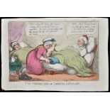 Thomas Rowlandson (1756-1827) "The Wooden Leg - Or Careful Landlady", engraving with hand-colouring,