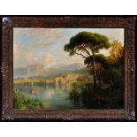 Manner of William Havell (1782-1857) "Near Naples, Italy" - a lake scene,